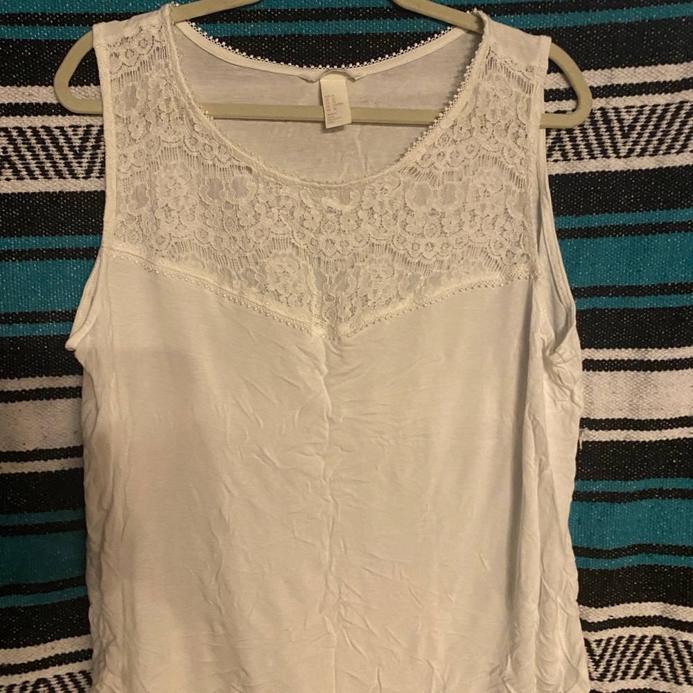 Cute white tank with lace